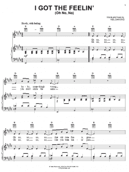 page one of I Got The Feelin' (Oh No, No) (Piano, Vocal & Guitar Chords (Right-Hand Melody))