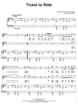 page one of Ticket To Ride (Piano & Vocal)
