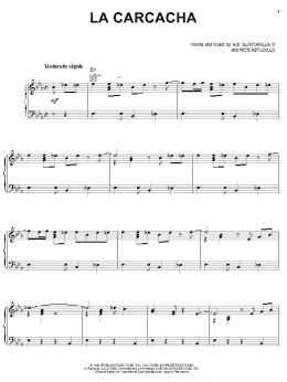 page one of La Carcacha (Piano, Vocal & Guitar Chords (Right-Hand Melody))