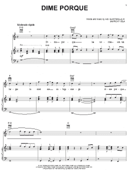 page one of Dime Porque (Piano, Vocal & Guitar Chords (Right-Hand Melody))
