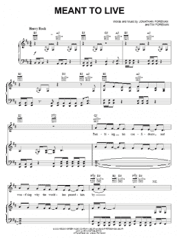 page one of Meant To Live (Piano, Vocal & Guitar Chords (Right-Hand Melody))