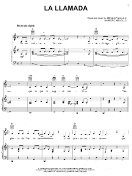 page one of La Llamada (Piano, Vocal & Guitar Chords (Right-Hand Melody))