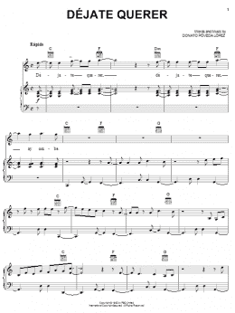 page one of Dejate Querer (Piano, Vocal & Guitar Chords (Right-Hand Melody))