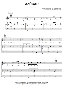 page one of Azucar (Piano, Vocal & Guitar Chords (Right-Hand Melody))