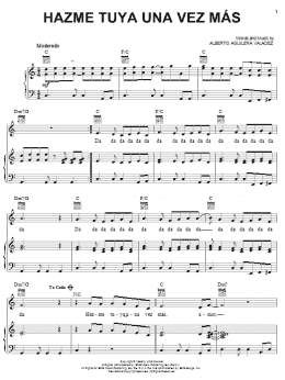 page one of Hazme Tuya Una Vez Mas (Piano, Vocal & Guitar Chords (Right-Hand Melody))