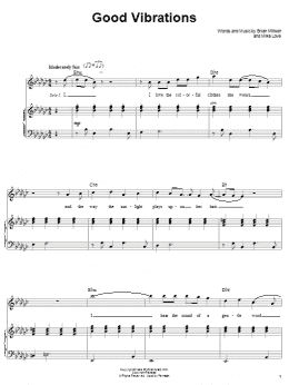 page one of Good Vibrations (Piano & Vocal)