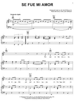 page one of Se Fue Mi Amor (Piano, Vocal & Guitar Chords (Right-Hand Melody))