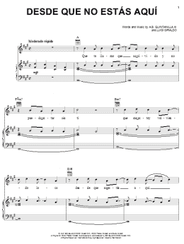 page one of Desde Que No Estas Aqui (Piano, Vocal & Guitar Chords (Right-Hand Melody))