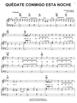 page one of Quedate Conmigo Esta Noche (Piano, Vocal & Guitar Chords (Right-Hand Melody))