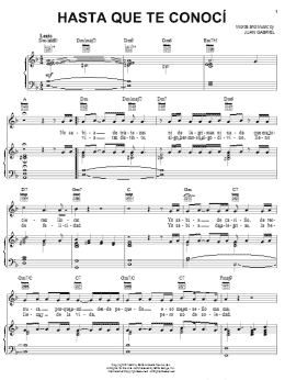 page one of Hasta que te conoci (Piano, Vocal & Guitar Chords (Right-Hand Melody))