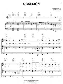 page one of Obsesion (Piano, Vocal & Guitar Chords (Right-Hand Melody))