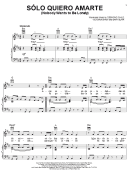 page one of Solo Quiero Amarte (Nobody Wants To Be Lonely) (Piano, Vocal & Guitar Chords (Right-Hand Melody))