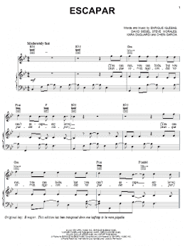 page one of Escapar (Piano, Vocal & Guitar Chords (Right-Hand Melody))