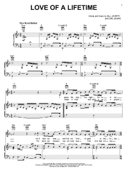 page one of Love Of A Lifetime (Piano, Vocal & Guitar Chords (Right-Hand Melody))