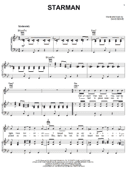 page one of Starman (Piano, Vocal & Guitar Chords (Right-Hand Melody))