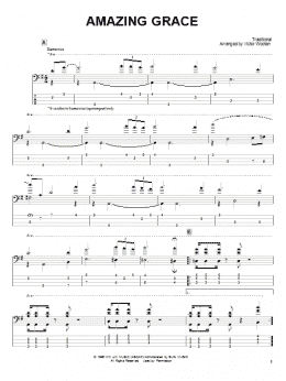 page one of Amazing Grace (Bass Guitar Tab)
