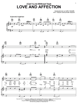 page one of (Can't Live Without Your) Love And Affection (Piano, Vocal & Guitar Chords (Right-Hand Melody))