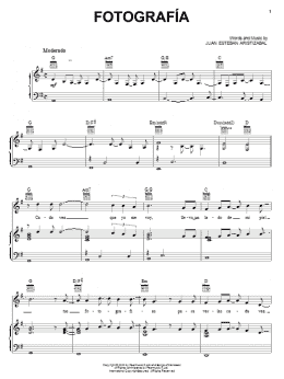 page one of Fotografia (Piano, Vocal & Guitar Chords (Right-Hand Melody))