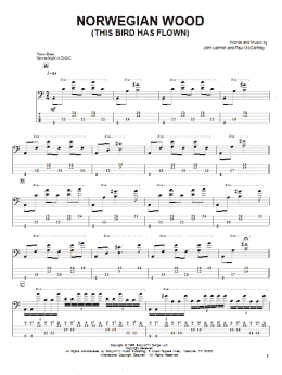 page one of Norwegian Wood (This Bird Has Flown) (Bass Guitar Tab)
