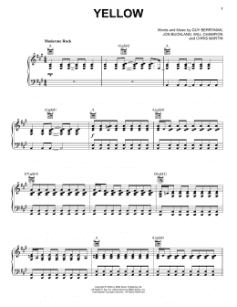 page one of Yellow (Piano, Vocal & Guitar Chords (Right-Hand Melody))