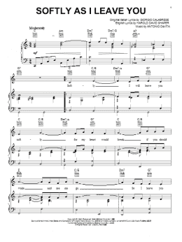 page one of Softly As I Leave You (Piano, Vocal & Guitar Chords (Right-Hand Melody))