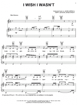page one of I Wish I Wasn't (Piano, Vocal & Guitar Chords (Right-Hand Melody))