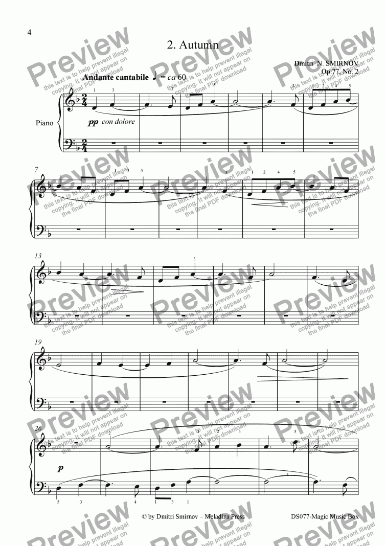 page one of MAGIC MUSIC BOX op77/02. Autumn. Pf