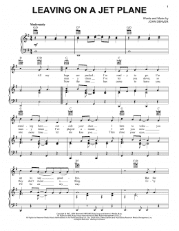 page one of Leaving On A Jet Plane (Piano, Vocal & Guitar Chords (Right-Hand Melody))