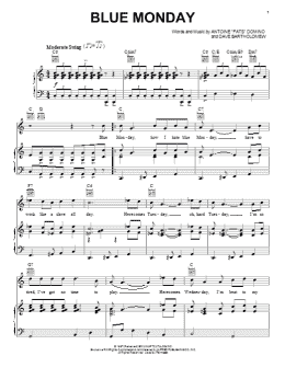 page one of Blue Monday (Piano, Vocal & Guitar Chords (Right-Hand Melody))