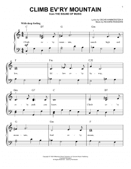 page one of Climb Ev'ry Mountain (from The Sound of Music) (Easy Piano)