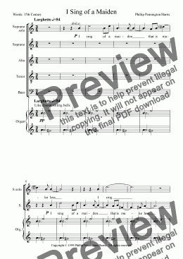 page one of I Sing of a Maiden (for Soprano & Tenor solos, SATB choir & organ)