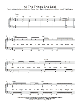 page one of All The Things She Said (Piano Solo)