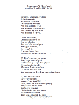page one of Fairytale Of New York (Lyrics Only)