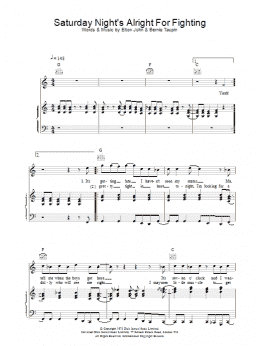 page one of Saturday Night's Alright For Fighting (Piano, Vocal & Guitar Chords)