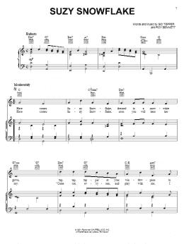 page one of Suzy Snowflake (Piano, Vocal & Guitar Chords (Right-Hand Melody))