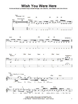 page one of Wish You Were Here (Bass Guitar Tab)