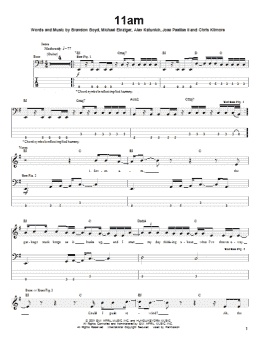 page one of 11am (Bass Guitar Tab)