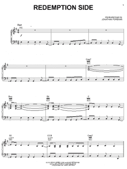 page one of Redemption Side (Piano, Vocal & Guitar Chords (Right-Hand Melody))