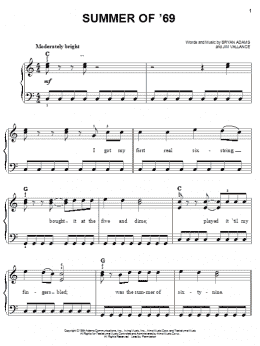 page one of Summer Of '69 (Easy Piano)