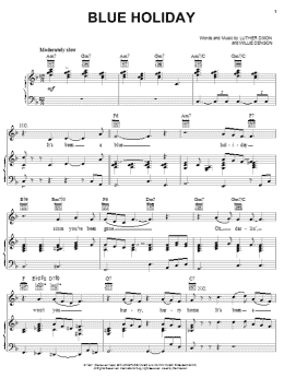 page one of Blue Holiday (Piano, Vocal & Guitar Chords (Right-Hand Melody))