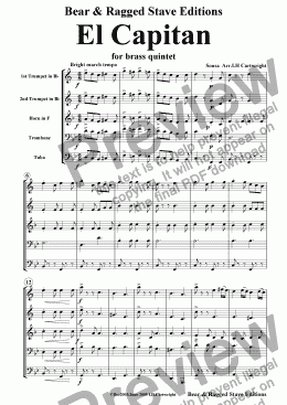 page one of El Capitan for brass quintet
