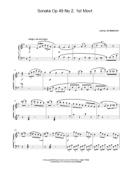 page one of Sonata Op 49 No 2, 1st Movt. (Piano Solo)