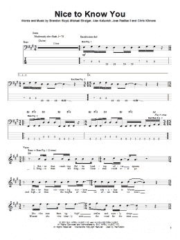 page one of Nice To Know You (Bass Guitar Tab)