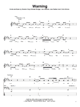 page one of Warning (Bass Guitar Tab)