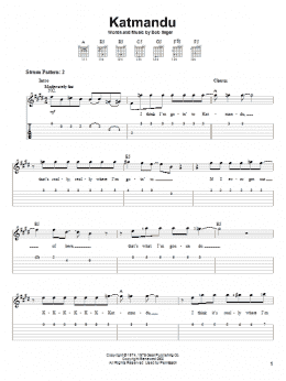 page one of Katmandu (Easy Guitar Tab)