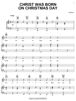 page one of Christ Was Born On Christmas Day (Piano, Vocal & Guitar Chords (Right-Hand Melody))