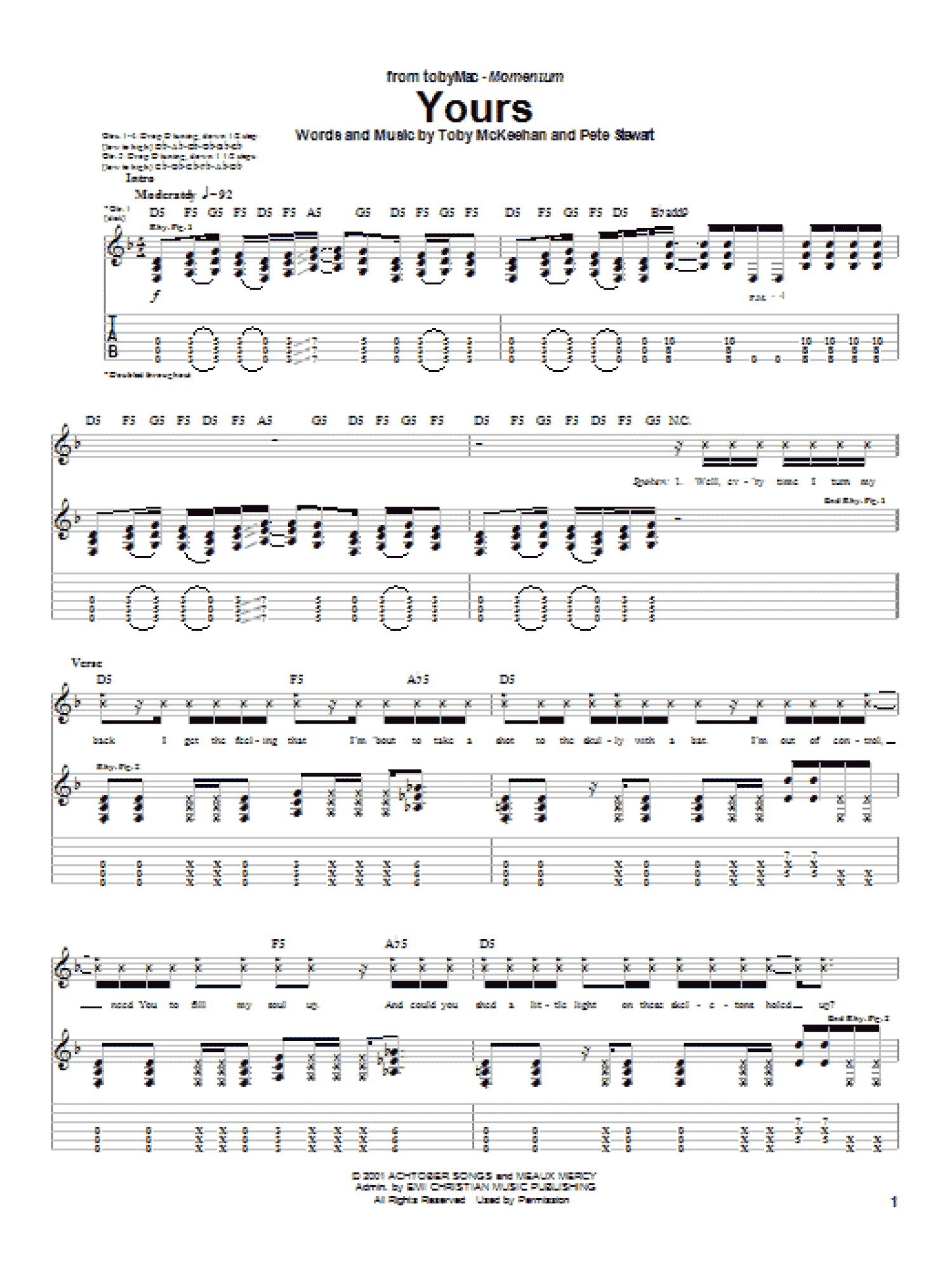 Yours (Guitar Tab)
