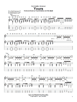 page one of Yours (Guitar Tab)