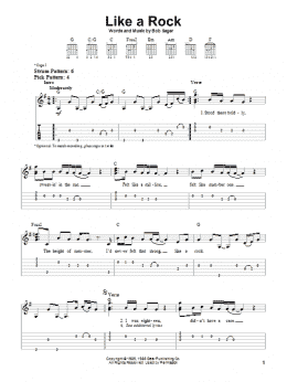 page one of Like A Rock (Easy Guitar Tab)