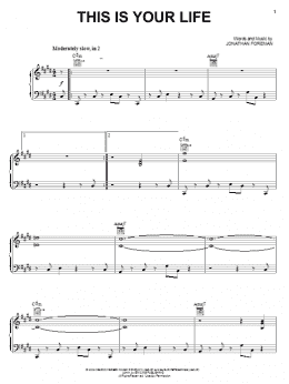 page one of This Is Your Life (Piano, Vocal & Guitar Chords (Right-Hand Melody))